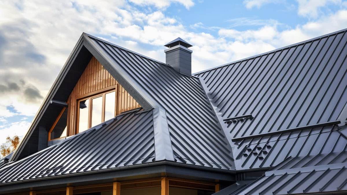 Kahramanlar EPDM Kauçuk Çatı – antrasit kenet sistem metal çatıyla kaplanmış müstakil ev